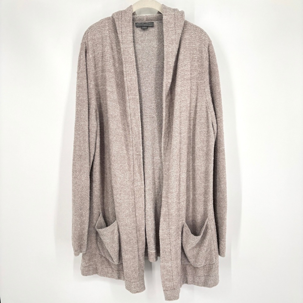 Barefoot Dreams CozyChic Lite Hooded Open Cardigan Soft Knit Pockets Size 1X - Picture 2 of 14